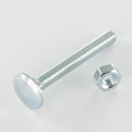 1 x Boulon (vendu avec Ecrou) TRCC JAPY tête ronde collet carré M6X25 Filetage total Acier zingué