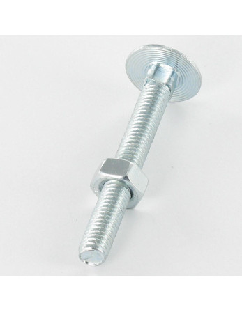 Boulon (vendu avec Ecrou) TRCC JAPY tête ronde collet carré M6X25 Filetage total Acier zingué