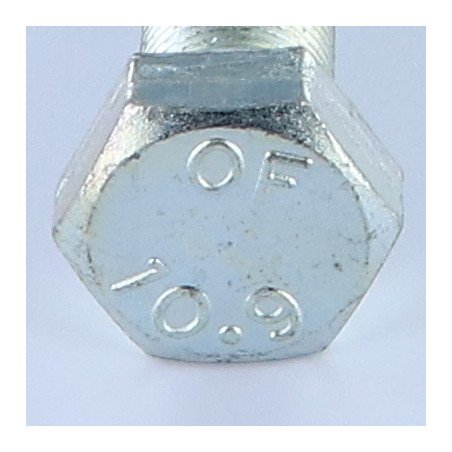 1 x Vis métaux Tête hexagonale TH M16X50 Classe 10.9 Filetage total Pas fin Pas de 150 Acier zingué