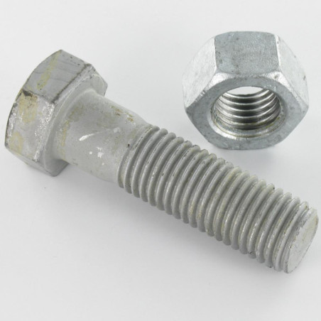 20 x Boulon (vendu avec Ecrou) Tête hexagonale TH M20X100 Classe 6.8 SB Forte tenue à la corrosion Acier galvanisé à