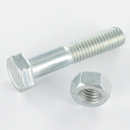 50 x Boulon (vendu avec Ecrou) Tête hexagonale TH M16X50 Classe 8.8 SB Acier zingué