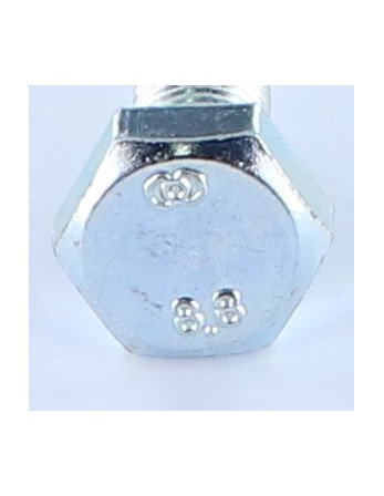 Vis métaux Tête hexagonale TH M10X20 Filetage total Classe 8.8 Pas fin Pas de 125 Acier zingué
