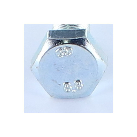 1 x Vis métaux Tête hexagonale TH M10X20 Filetage total Classe 8.8 Pas fin Pas de 125 Acier zingué