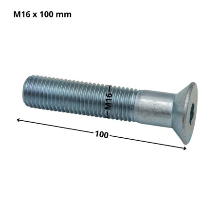 1 x Vis métaux FHC tête fraisée empreinte hexagonale creuse Clé de 10 HC10 M16X100 Filetage partiel Classe 10.9 Acier