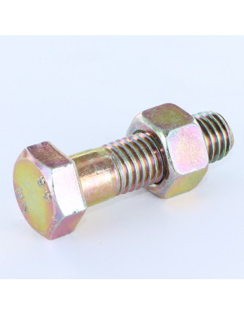 Boulon (vendu avec Ecrou) Tête hexagonale TH M8X130 Classe 8.8 Bichromaté 200 Heures brouillard salin sans rouille