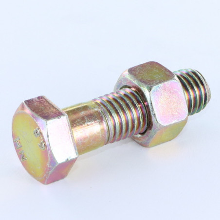 1 x Boulon (vendu avec Ecrou) Tête hexagonale TH M8X130 Classe 8.8 Bichromaté 200 Heures brouillard salin sans rouille