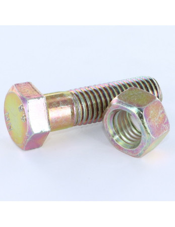 Boulon (vendu avec Ecrou) Tête hexagonale TH M12X25 Bichromaté