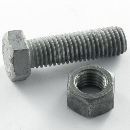 100 x Boulon (vendu avec Ecrou) Tête hexagonale TH M12X35 Classe 8.8 SB Forte tenue à la corrosion Acier galvanisé à