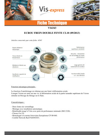 Ecrou frein Bichromaté DAH M14 Pas de 150 Classe 10
