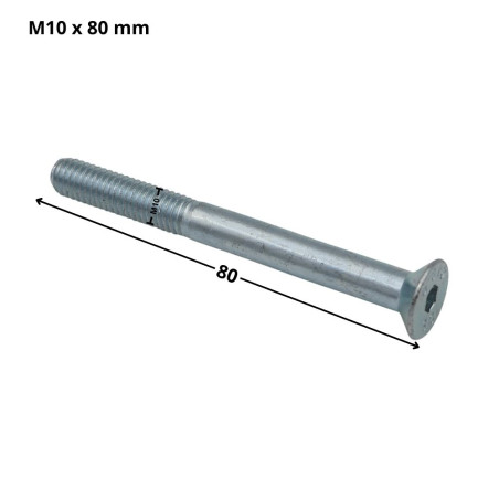 1 x Vis métaux FHC tête fraisée empreinte hexagonale creuse Clé de 6 HC6 M10X80 Filetage partiel Classe 10.9 Acier