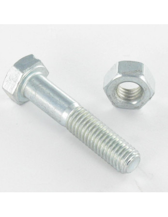 Boulon (vendu avec Ecrou) Tête hexagonale TH M8X60 Acier zingué