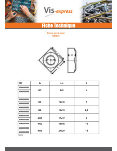 Ecrou carré M5 8X8X4 Acier zingué 2