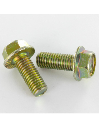 Vis métaux Tête hexagonale TH M6X8 Embase collerette crantée Classe 8.8 Bichromaté