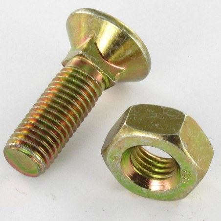 Boulon de charrue TFCC tête fraisée collet carré M10X50 Classe 8.8 Bichromaté