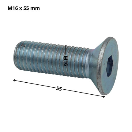 1 x Vis métaux FHC tête fraisée empreinte hexagonale creuse Clé de 10 HC10 M16X55 Filetage total Classe 10.9 Acier