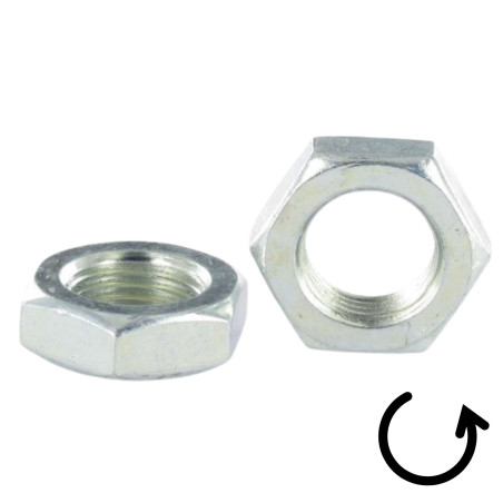 1 x Ecrou hexagonal bas hm/contre Ecrou M12 Pas Gauche Acier zingué