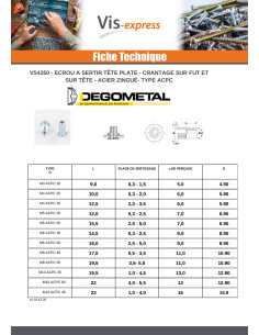 Ecrou à sertir Tête plate TP M10X19.5 ACPC35 Acier zingué 2