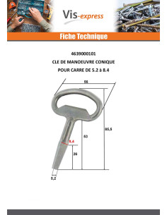 Clé De MANOEUVRE à Carré Conique MALE 2