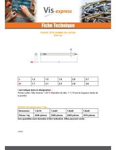 Kg de pointes Laiton Tête homme 1,5X25 Diamètre de tête: 2.1 2