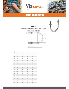 Etrier Acier zingué Fond rond Fileté M8/28 Pour Tube 49 2