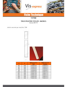 Tige filetée M6 Longueur 1 mètre nylon naturel 2