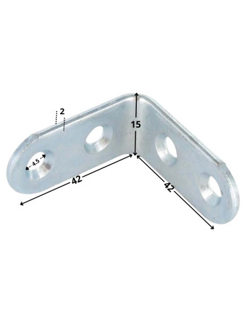 Equerre 42X42X15 4 Trous Diamètre 4.5 Acier zingué