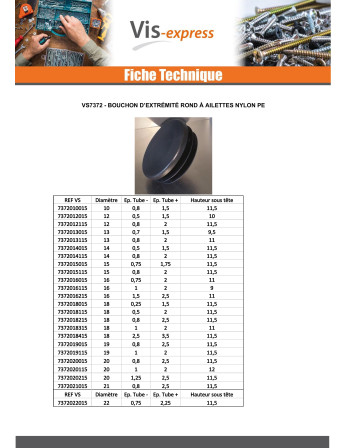 Bouchon rond pour tube Diamètre Extérieur 13 Intérieur 10-11.6 Polyethylène noir