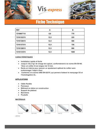 Colliers de serrage nylon blanc Polyamide 6.6 4.8X430