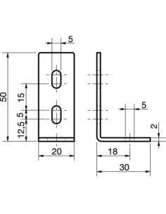 Equerre réglable 30X50X20 3 Trous Acier zingué 2