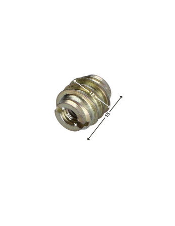 Insert fileté bois fendu 13X15 M6 Acier zingué