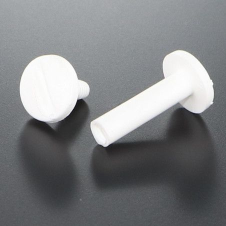 Vis relieur M4X20 Diamètre Tube 5 nylon blanc 2 pièces Mâle femelle