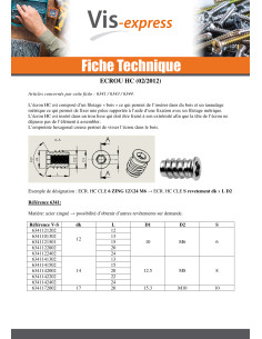 Ecrou Clé de 6 HC6 M6 12X15 Acier zingué FUT 10 2