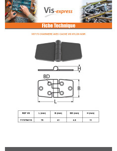 Charnière Avec Cache Vis 79X41 nylon noir 2