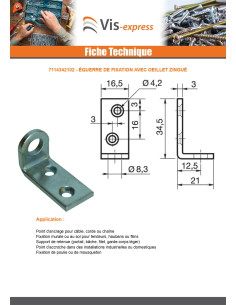 Equerre de fixation avec oeillet 34.5X21X16.5 Acier zingué 2