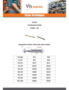 Vis Relieur M4 Laiton Pour Serrage 6 à 10 2