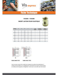 Insert Avec Tête FINFIX Laiton M3X4.8 2