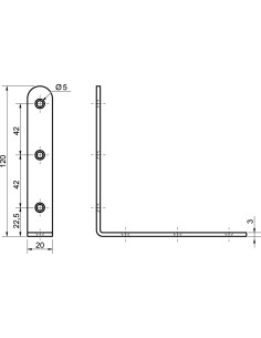 Equerre de fixation Longue 90° 120X20X3 Acier zingué 2