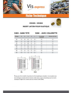 Insert Sans tête HEATFIX Laiton M6X9.5 2