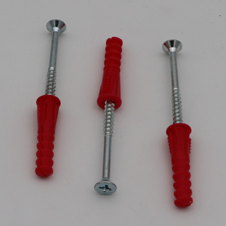 1 x KIT 3 Cheville Rouge 9X39 Avec 3 VBA Vis bois agglo