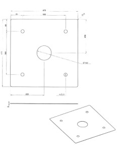 Plaque perforée 470X470X2 5 Trous Acier zingué
