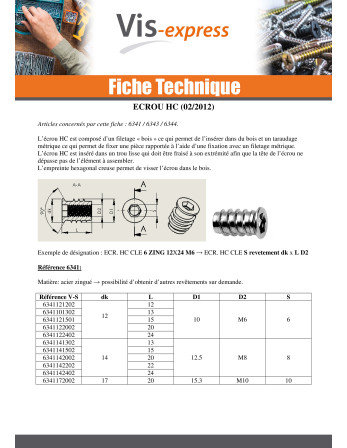Ecrou Clé de 8 HC8 M8 14X22 Acier zingué 312