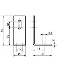 Equerre réglable 32X50X20 2 Trous Acier zingué 2