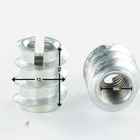 Insert Fendue M6 13X15 Acier zingué