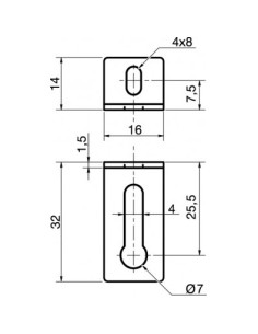 Equerre réglable 14X32X16 2 Trous Acier zingué 2