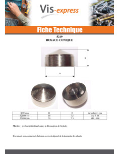 Rosace Conique Laiton 20 Taraudage borgne M6 2