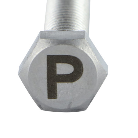 Vis métaux Tête hexagonale TH 8X35 Inox A4 avec gravure de lettre "P"