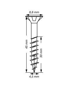 Spax T-STAR PLUS Tête fraisée TORX T20 Inox A2 4.5X45... 2