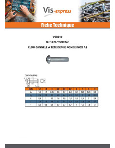 Clou cannelé à tête demie ronde Inox A2 5X8 2