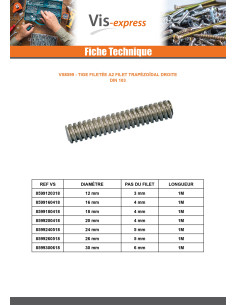 Tige filetée Inox A2 Filet Trapézoidale Droite 24X5... 2