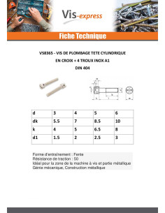 Vis métaux Tête cylindrique TC Percée En Croix 4 Trous... 2